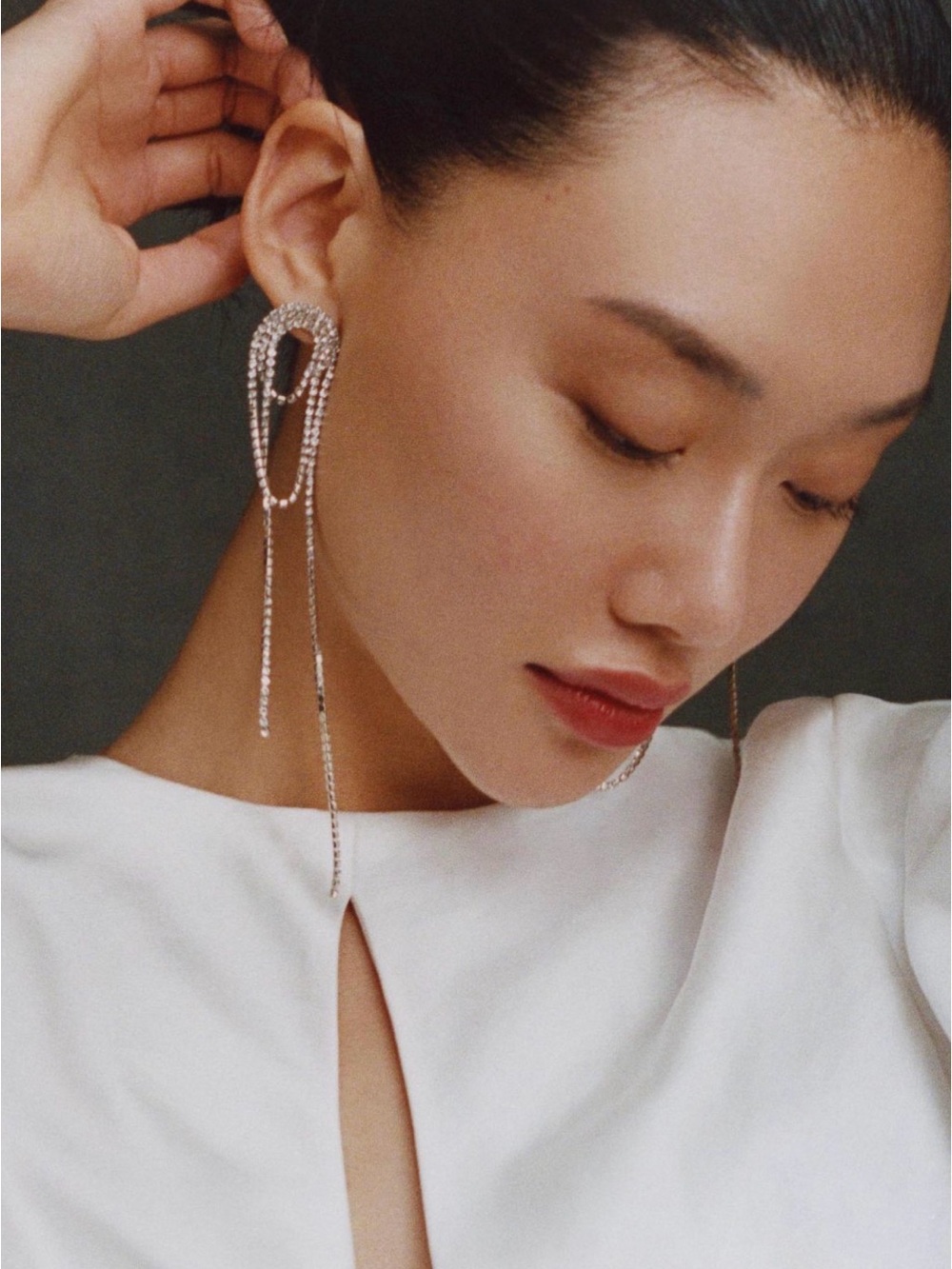 Anthropologie Shashi Crystal Loop Chandelier Earrings